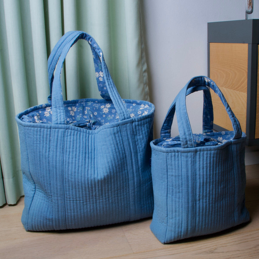 Tote Bag (M) - blå <br>af økologisk bomuld