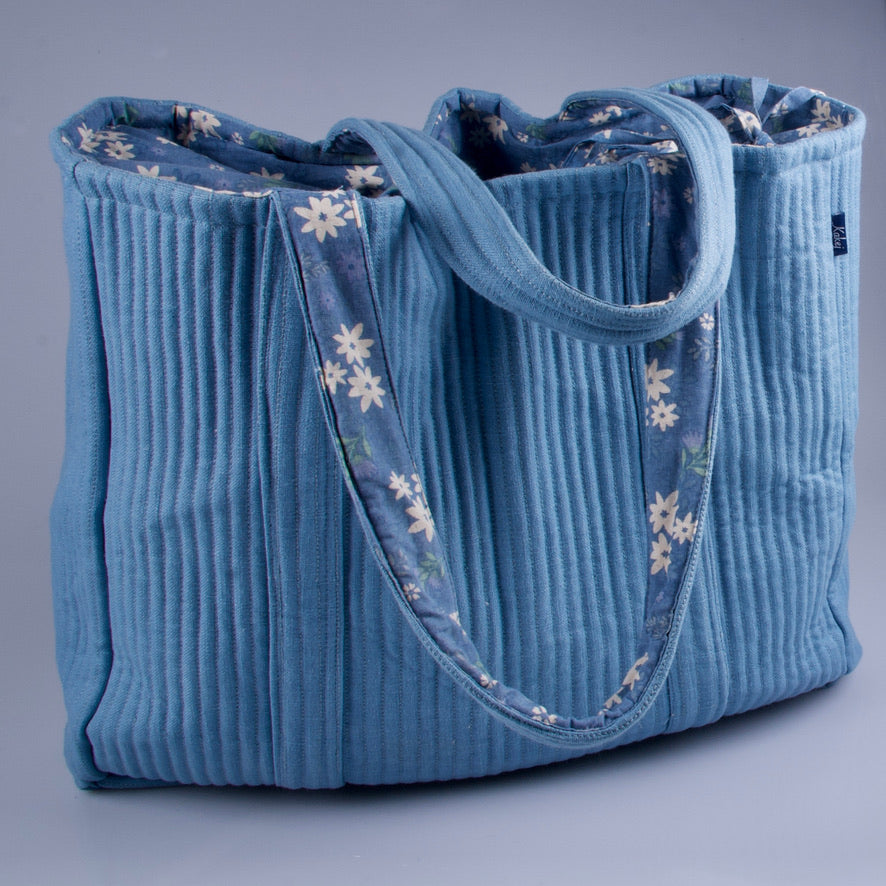 Tote Bag (L) - blå <br>af økologisk bomuld